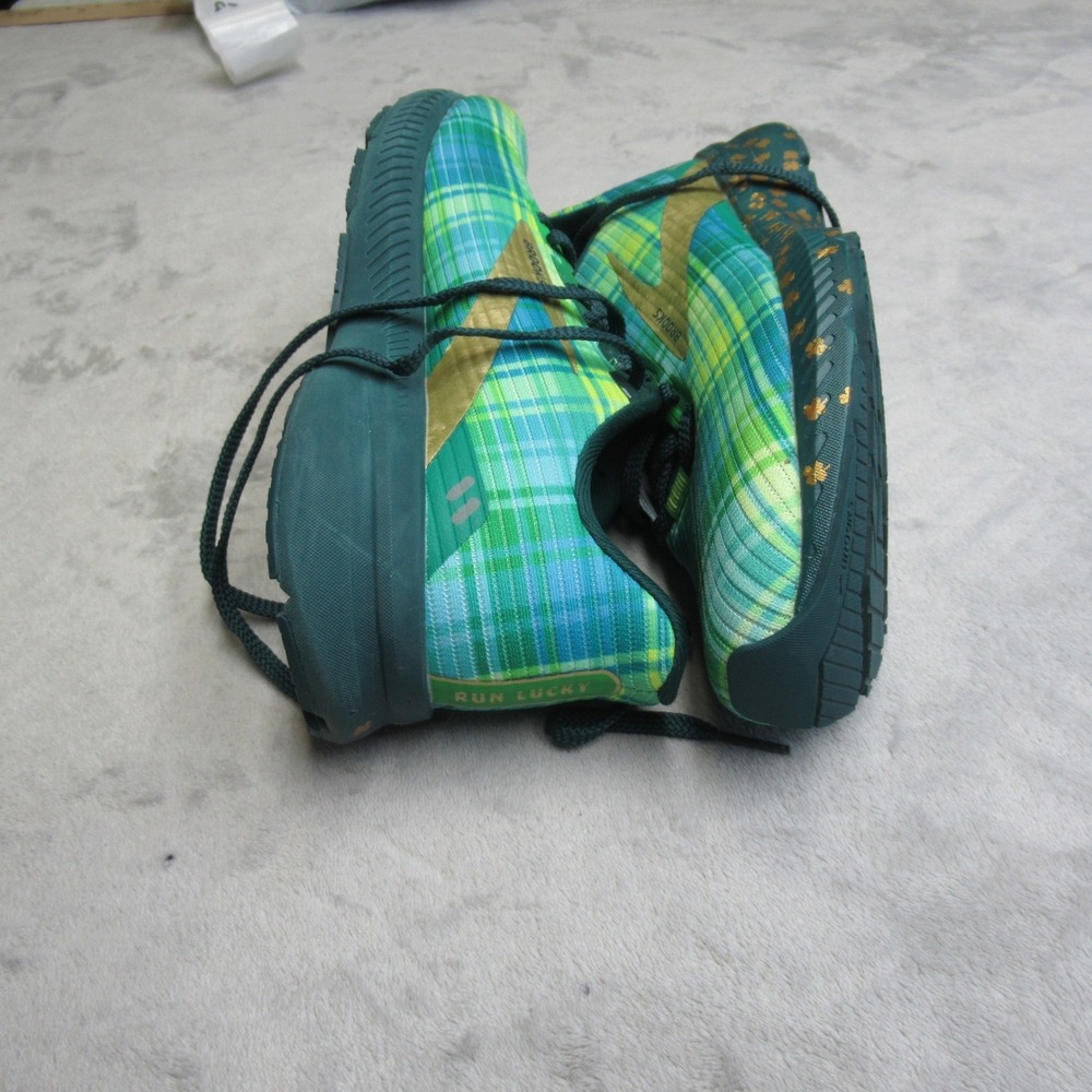 Brooks Womens Shoes 9 B Green Plaid Launch 8 Run Lucky Lightweight Running - Picture 7 of 15